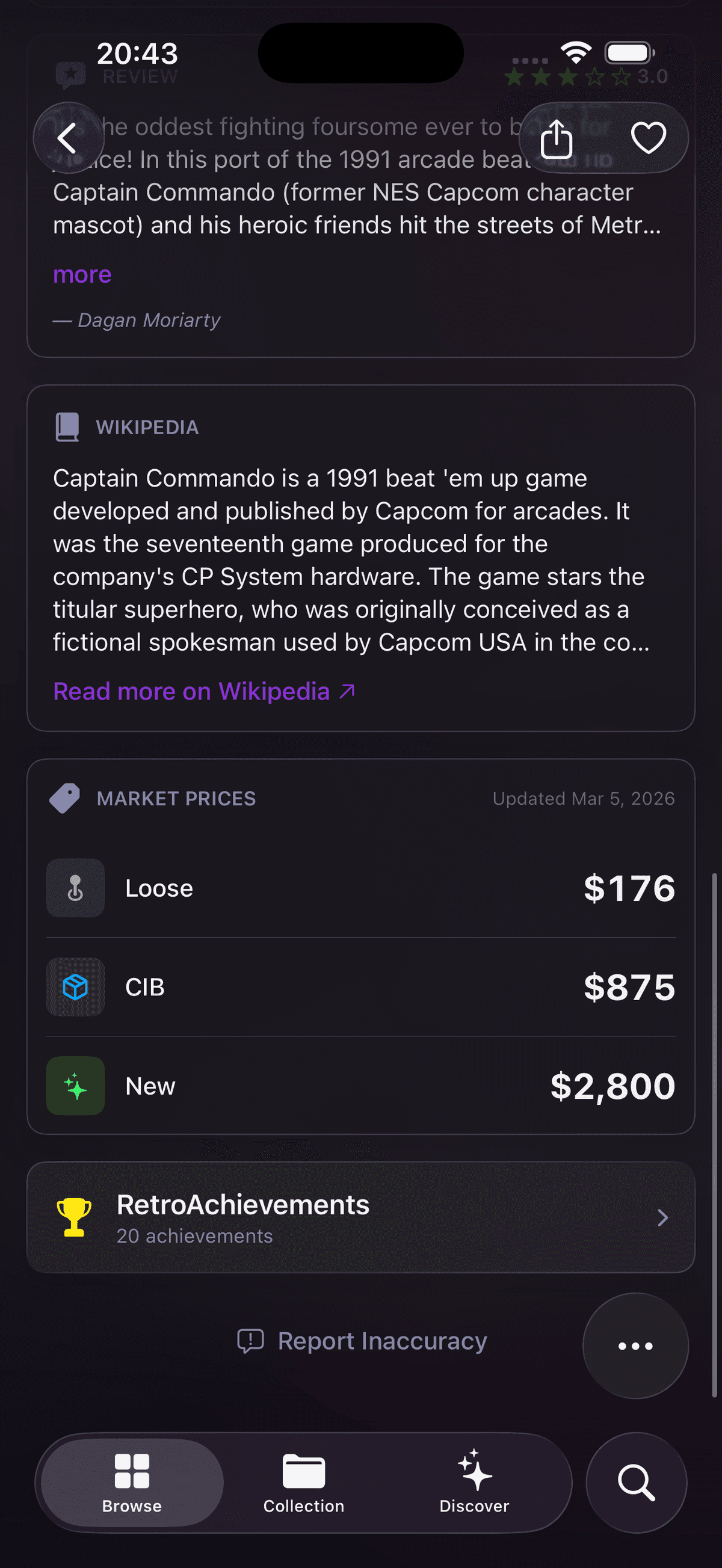 Market prices and RetroAchievements